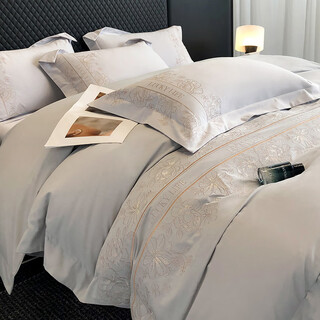 Mercury series a type 200 count maternal and infant grade pure cotton brushed four-piece set pure cotton winter thickened warm quilt cover sheet home textile bedding dielianhua-elegant gray 1.8 meter bed sheet suitable for quilt core 200x230