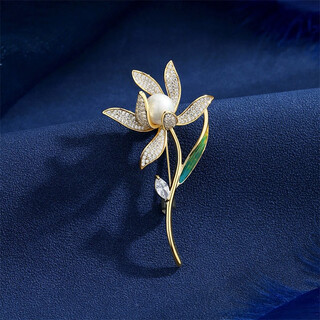 Marco bizzarri gives teachers a teacher's day gift, high-end orchid brooch for women, exquisite pearls, corsage for women, suit anti-exposure accessories, 520 gift for girlfriend, birthday gift for best friend