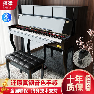 Tanlu (tanlv) piano electric piano 88-key heavy hammer professional adult beginner kindergarten children's home upright digital electronic piano t04 painted black - large upright cabinet - pure steel full heavy hammer wheel model - double stool