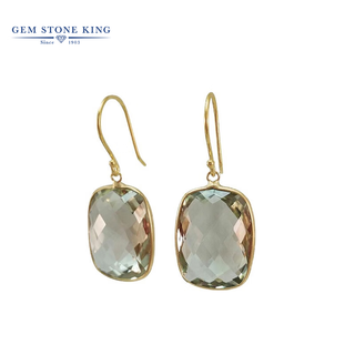 Gem stone king green amethyst earrings for women 14k gold american 18 carat gemstone earrings for girlfriend and wife birthday gift 520 gift green amethyst earrings