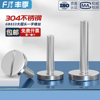Fengji 304 stainless steel flat head large round head screws gb833 slotted cylindrical head m2m3m4m5m6m8m10 m3*20 5 pcs