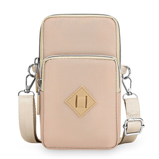 Tuzun summer mobile phone bag 2024 new women's mini vertical oxford cloth bag multi-layer crossbody wrist sports arm bag khaki pink