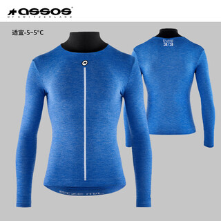 Assos sweat-wicking clothing for men, winter wool thermal cycling jersey underwear, ultraz winter ls skin layer p1, blue size i, one size fits all