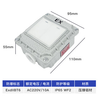 Explosion-proof wall switch 220v10a exposed and concealed 86-type metal single-joint dual-control industrial socket for factory use explosion-proof waterproof switch double open 10a