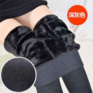 Feiyu thickened velvet pants and leggings for women in autumn and winter high-waisted fat mm outer wear black large size warm foot-stepping cotton pantyhose 500g thick dark gray extra large size (145-260jin jin is equal to 0.5 kg)