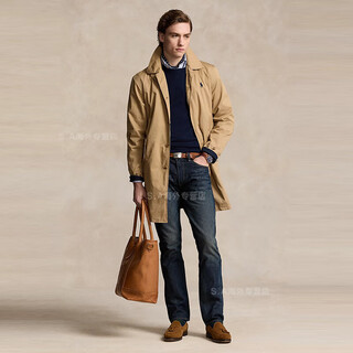 Ralph lauren cortavientos de longitud media para hombre, chaqueta informal clásica de sarga de algodón, suave y cómoda, café tan marrón claro s