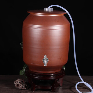 Lieyao jingdezhen ceramic water tank oil tank household pure water bucket tea brewing wine storage kitchen oil tank kettle coffee glaze (with faucet) 20jin jin equals 0.5 kilograms