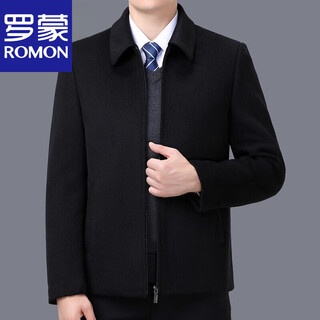 Romon double-sided cashmere jacket men's autumn and winter middle-aged men's wool woolen coat dad's coat short high-end black/style regular 165/84a