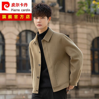 Pierre cardin sheep coat men's woolen woolen coat short business casual autumn and winter double-sided woolen jacket high-end lapel camel m