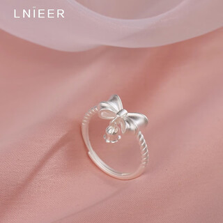Lnieer 925 silver fugitive princess bow lily of the valley ring feminine sweet design index finger ring adjustable ring bow ring 925 silver
