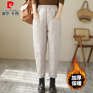 Pierre cardin high-end brand down cotton pants women's winter fashionable outer wear 2025 new thickened minus 40 degree cold-proof cotton pants light gray m