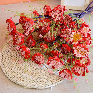 Xushan si hibiscus artificial flower azalea butterfly love pink butterfly dried flowers guest decoration living room tv cabinet dining table flower arrangement colorful butterfly hibiscus 5 red