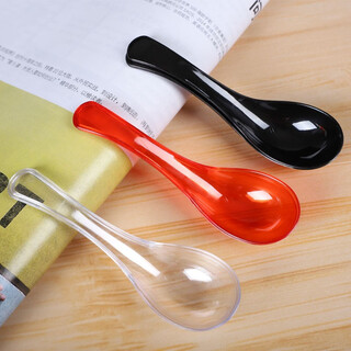 Gu yuetiancheng disposable spoon plastic take-out spoon thickened ps dessert crystal spoon rice spoon small spoon packaging 808 transparent crystal spoon (100 pieces individually packaged)