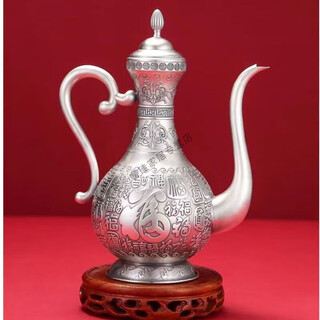 Mengyier tin hip flask single pot silver wine set style chinese white wine pot baifu household silver wine pot festival baifu hip flask one 1ml 50 orders later