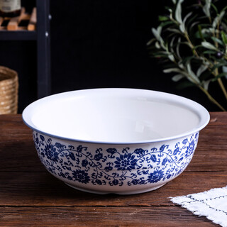 Oiyou and basin blue and white porcelain kneading basin old-fashioned ceramic basin large thickened hair basin household 30 blue and white basin one pack