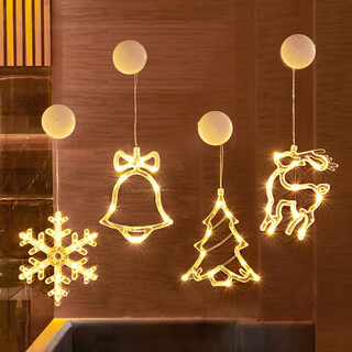 Qingwei christmas decoration string lights new year's arrangement store window decoration elk + snowflake 2-piece set