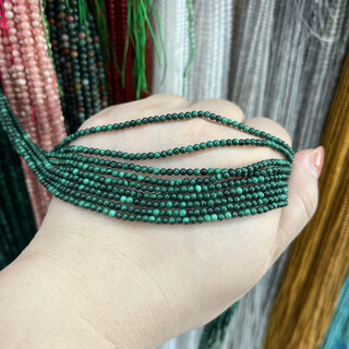 Golden fork natural green 3mm malachite round beads loose beads semi-finished necklace bracelet with beads hand-beaded jewelry accessories 2mm