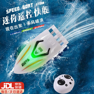 赟娅新款2.4G特技防水迷你无线遥控船玩具儿童户外夏日戏水LED玩具船 7cm-2.4G白色赛艇款