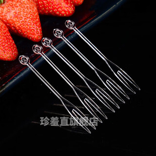 Disposable fruit forks, individually packaged plastic fruit inserts, commercial fruit picks for fruit shops, 10,000 pieces in the whole box, ok transparent forks, 10,000 pieces, simple packaging