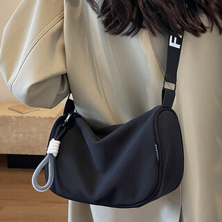 Hepei bag women's bag crossbody bag women's 2025 chinese valentine's day student shoulder bag women's large capacity oxford cloth casual small bag dumpling bag black