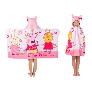 Franco children's hooded bath towel peppa pig style large size pure cotton 60x127cm suitable for swimming pool