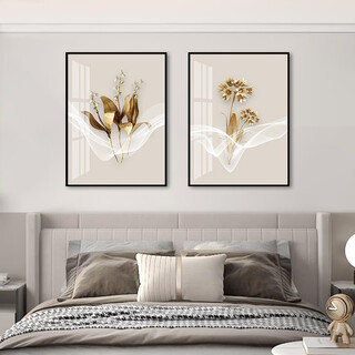 Bifeng master bedroom bedside background wall mural light luxury simple modern bedroom decoration painting new abstract two-part living room hanging painting s-3329 30*40cm (black border textured cloth film) double