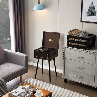 Arkrocket discovery series american retro bluetooth floor-standing vinyl record player lp phonograph record player audio chinese valentine's day gift professional audio walnut color