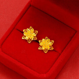 () classic sand gold earrings for women, fashionable and versatile sand gold earrings for women 2022, earrings for women, wedding etiquette accessories, lily flower earrings