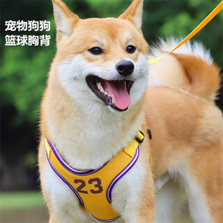Pet-free dog leash vest type small and medium-sized dog leash basketball sports style shiba inu teddy dog walking leash dog harness yellow m (chest 52-64cm) recommended 15-28 jin jin equals 0.5 kg