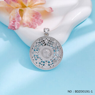 Jibaolou pt950 platinum pendant hollow eight treasures compass platinum pendant with the word 