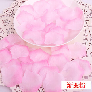 Fan hongxin simulated rose petals, wedding confession decoration, hand-spreading flowers, valentine's day proposal, romantic wedding room decoration supplies, gradient pink simulated petals (about 200 pieces)