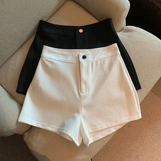 Butterfly beauty pure cotton shorts women's 2024 summer new outerwear high waist slimming baidu a-line tight stretch hot pants casual pants black s 80-95