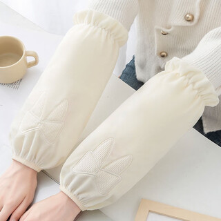 Changyin autumn and winter plush adult sleeves anti-fouling female students office housework warm elbow sleeves long sleeves stain-resistant hand sleeves stand-up beige 1 pair