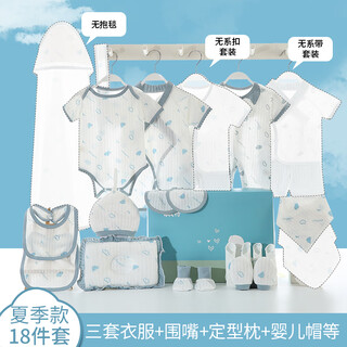 Little pete newborn gift box set spring autumn summer baby clothes newborn baby supplies newborn full moon meeting gift special price summer blue 18 pieces 66cm 3-6 months | class a pure cotton