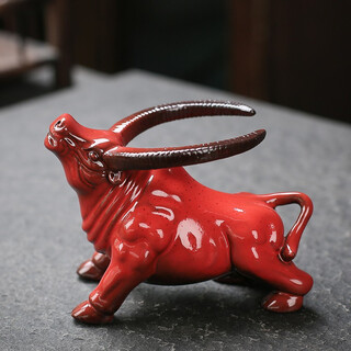 Yuxuan purple sand kiln turned glaze tea pet bullish ornaments tea set filter handmade tea can be played with tea tray ornaments bullish kiln turned red lcx