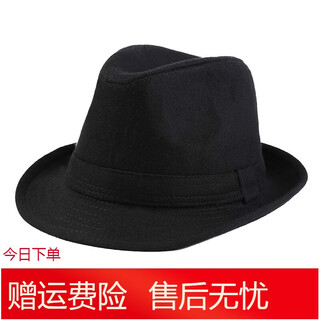 Mo zilan old man's hat men's autumn and winter thickened velvet big brim middle-aged and elderly hat old man grandpa woolen jazz black m58-59cm