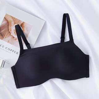 Fenyi small breasts push up to make the cup bigger, no steel ring, thin upper part, thick lower part, anti-exposure tube top, adjustable underwear bra 8246, black 70b/32b