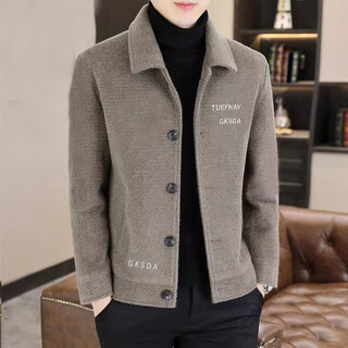 Begiqi's new men's woolen coat short autumn and winter woolen coat men's thickened jacket top casual windbreaker coffee color 2xl recommended 120-140