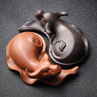 Tao fuqi tea pet ornaments, buffalo, turn things around, detachable handmade tea art, purple sand tea tray, lucky tea, tea ceremony, can be raised, purple sand detachable, turn things around