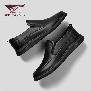 Septwolves men's shoes versatile shoes men's slip-on casual shoes men's leather shoes men's w8323068895 black 40