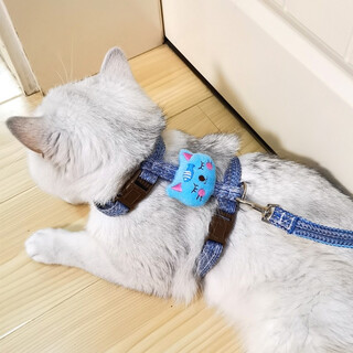 Kangbeini cat rope traction rope i-shaped cat harness to prevent breakaway kitten and adult cat walking rope cat supplies blue s small size/1-6jin jin equal to 0.5kg for cats