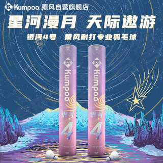 薰风（KUMPOO）专业耐打飞行稳定比赛训练熏风银河4号羽毛球一筒12个装（77速）