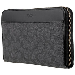 Coach luxury fashion brand men's wallet gray logo logo canvas cowhide stitching multi-card slot zipper modern pic small