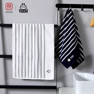 Face wash towel 100% pure cotton non-shedding adult ins men and women couple home towel 100% cotton soft absorbent cartoon 1 blue + 1 white 35x74cm