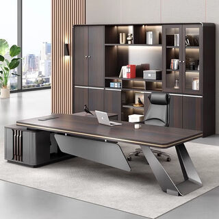 Light luxury boss desk office desk and chair combination, simple and modern leadership manager room furniture, president desk executive desk, including door-to-door installation 1.8 meters#boss table