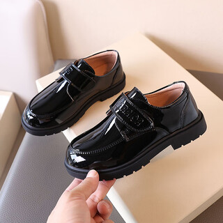 Warrior (warrior) children's leather shoes, large children's campus glossy performance shoes, british style shoes wpd(wz)-0227 black 27