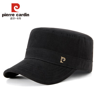 Pierre cardin brushed flat top hat spring, autumn and winter middle-aged and old men's dad hat outdoor warm windproof military hat black one size (56-59) adjustable