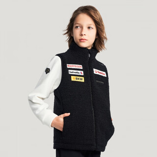 Descente children's ski series ski replica knitted vest for boys and girls bk-black 160