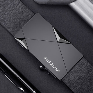 Pauljoyous belt men's genuine leather toothless automatic buckle student belt men's trouser belt young people fashion versatile inner wear buckle youth style three