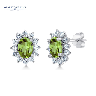 Gem stone king green peridot earrings 925 silver female princess diana style colored gemstone earrings as a chinese valentine's day gift for your girlfriend green peridot